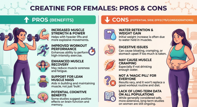 pros and cons of creatine for females